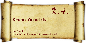 Krohn Arnolda névjegykártya